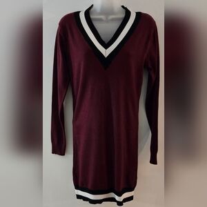 Love Change Italy Sweater Mini Long Sleeve Sz L Burgundy Euc